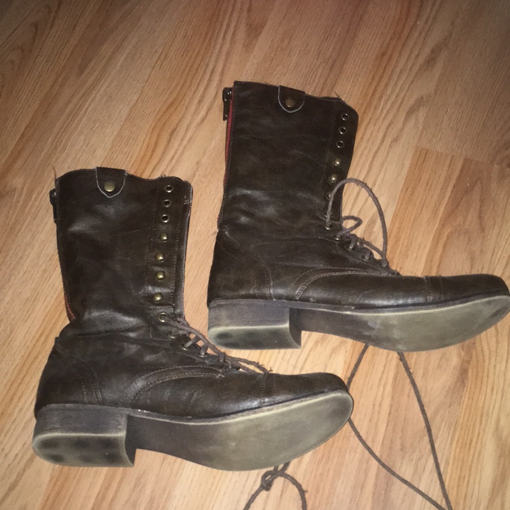 brown combat boots